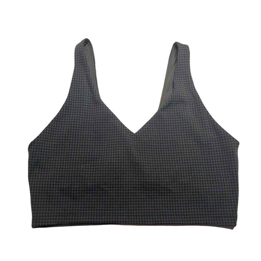 OFFLINE by aerie Mini Houndstooth V Neck Longline Sports Bra Recharge Size Large